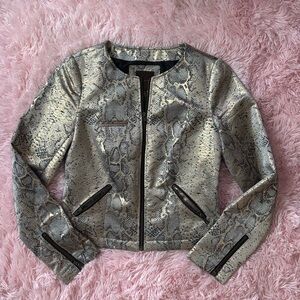 The Limited Metallic Snakeskin Blazer Zip Up